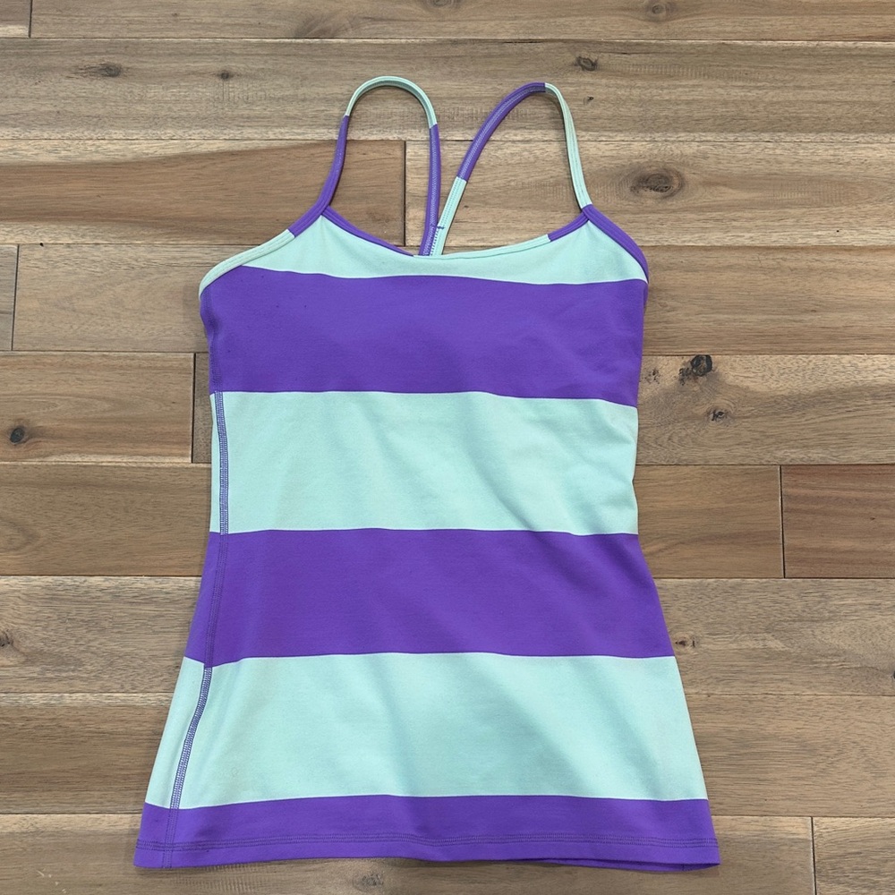 Lululemon Purple and Light Blue Striped Tank Top
